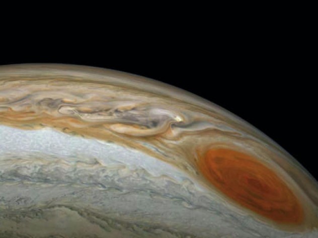A close-up photograph of Jupiter, including its Great Red Spot