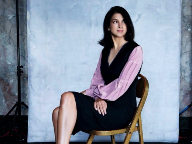 Vanity Fair editor-in-chief Radhika Jones poses stylishly in a studio