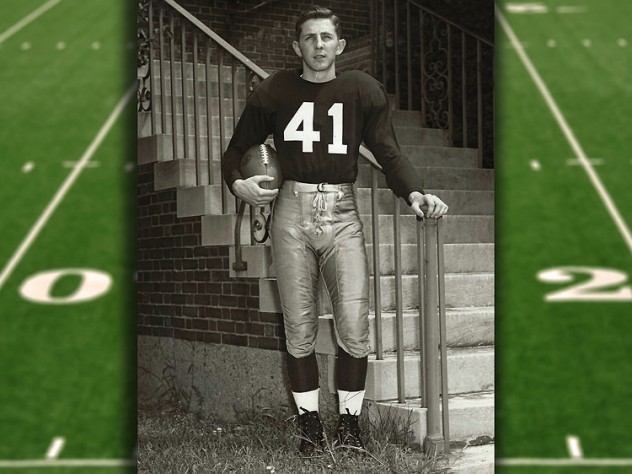 Carroll Lowenstein Carroll Lowenstein standing at the base of staircase