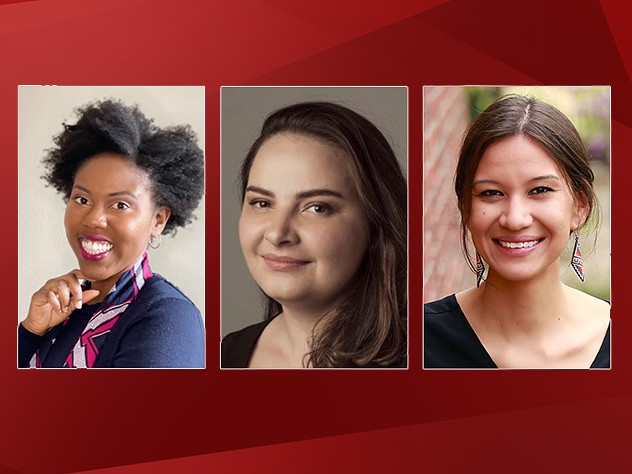 Photographs of Harvard Forward petition candidates for Board of Overseer: Yvette Efevbera, Natalie Unterstell, and Megan Red Shirt-Shaw