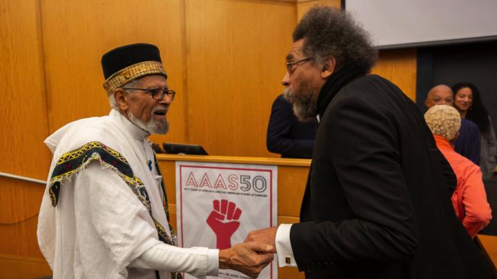 Former professor Ephraim Isaac and Cornel West
