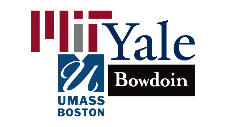 Logos for MIT, Yale University, Bowdoin College, and UMass Boston