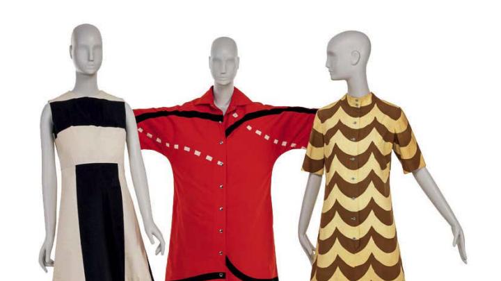 Modern shifts in black and white, red and black, and yellow and brown with geometric patterns 